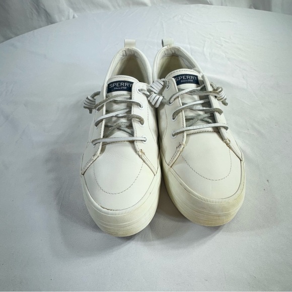 Sperry Crest Vibe Platform White Leather Sneakers - Picture 2 of 7